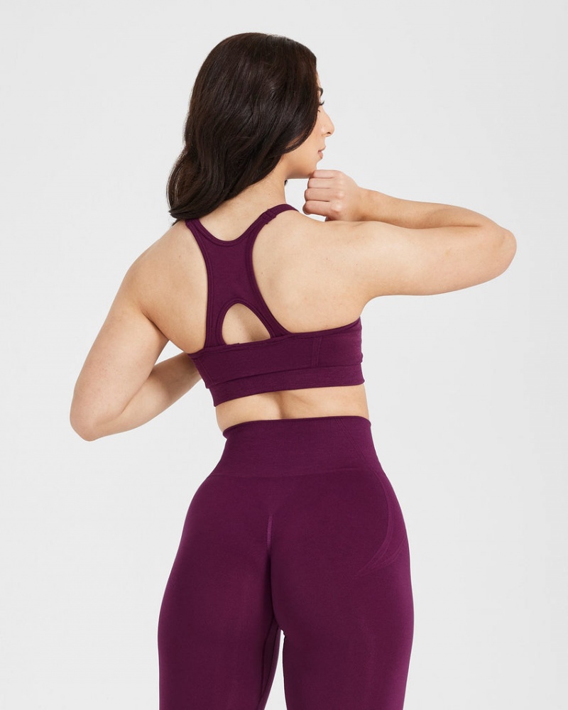 Burgundy Oner Active Effortless Seamless High Neck Bralette Sports Bras | 26185VESN