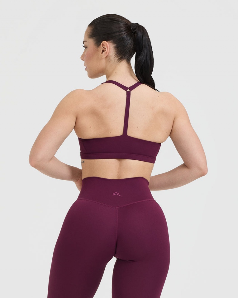 Burgundy Oner Active Timeless Square Neck Sports Bras | 19542KAIC