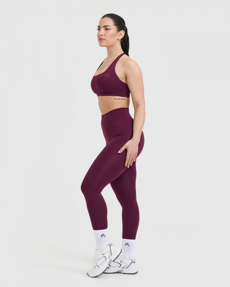 Burgundy Oner Active Timeless Square Neck Sports Bras | 19542KAIC