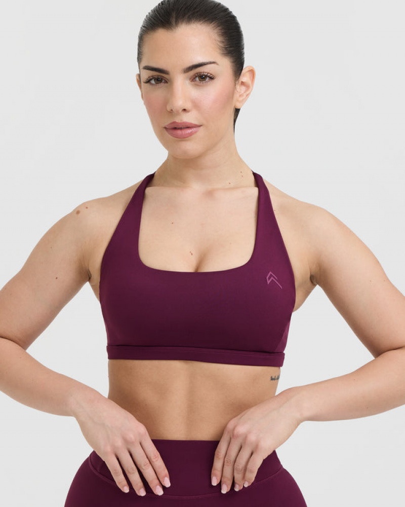 Burgundy Oner Active Timeless Square Neck Sports Bras | 19542KAIC