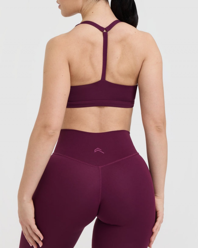 Burgundy Oner Active Timeless Square Neck Sports Bras | 19542KAIC