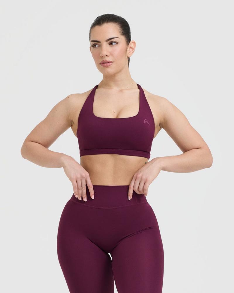 Burgundy Oner Active Timeless Square Neck Sports Bras | 19542KAIC