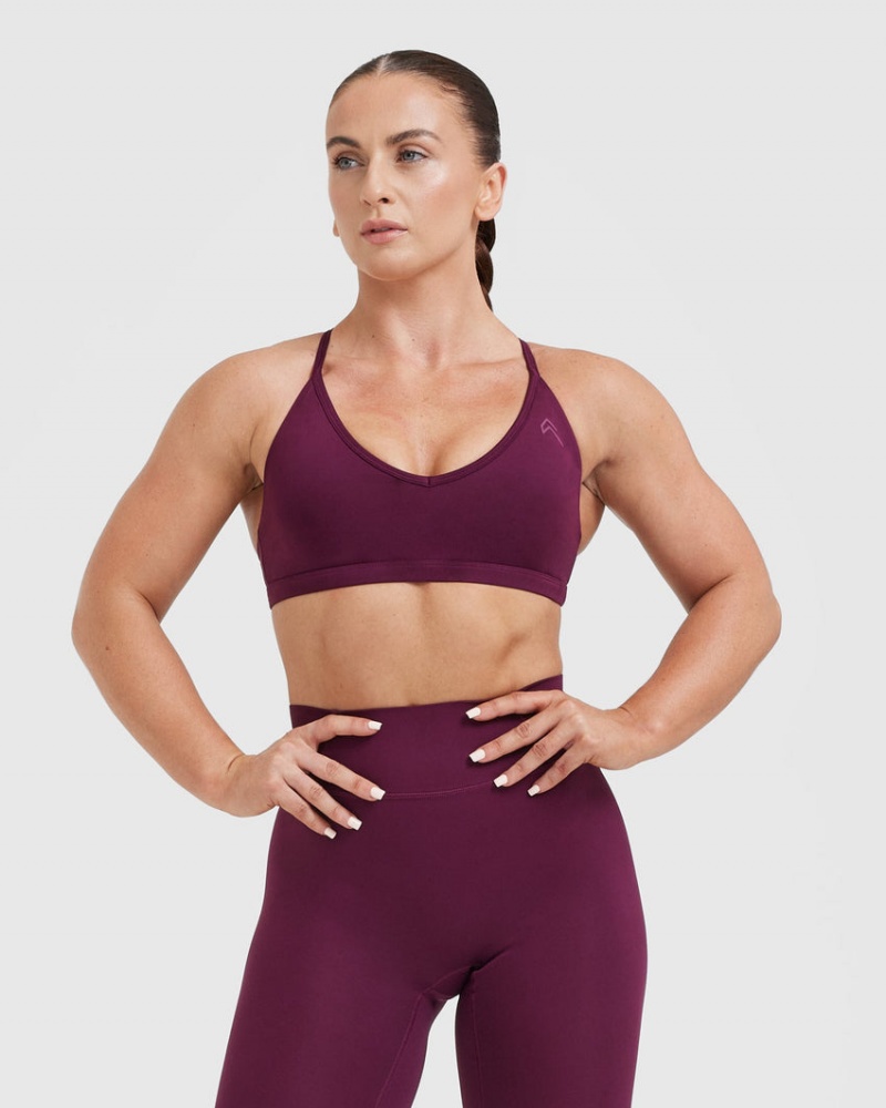 Burgundy Oner Active Timeless Strappy Bralette Sports Bras | 65129JXWM