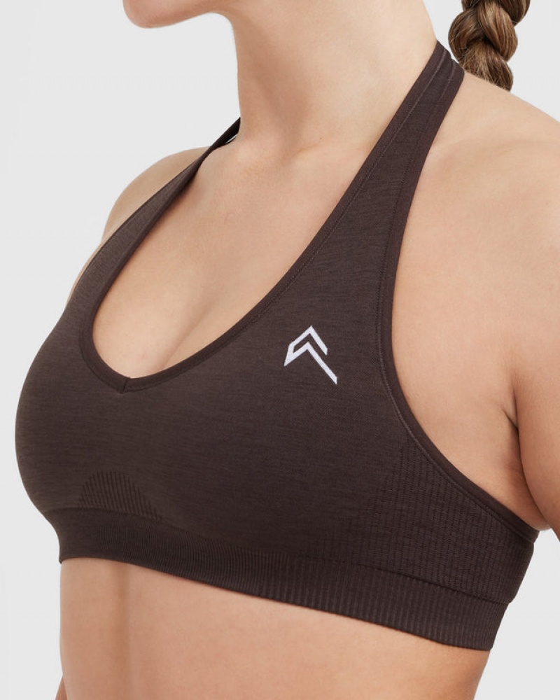 Dark Grey Oner Active Classic Seamless 2.0 Halter Neck Bralette Sports Bras | 37510KCYO