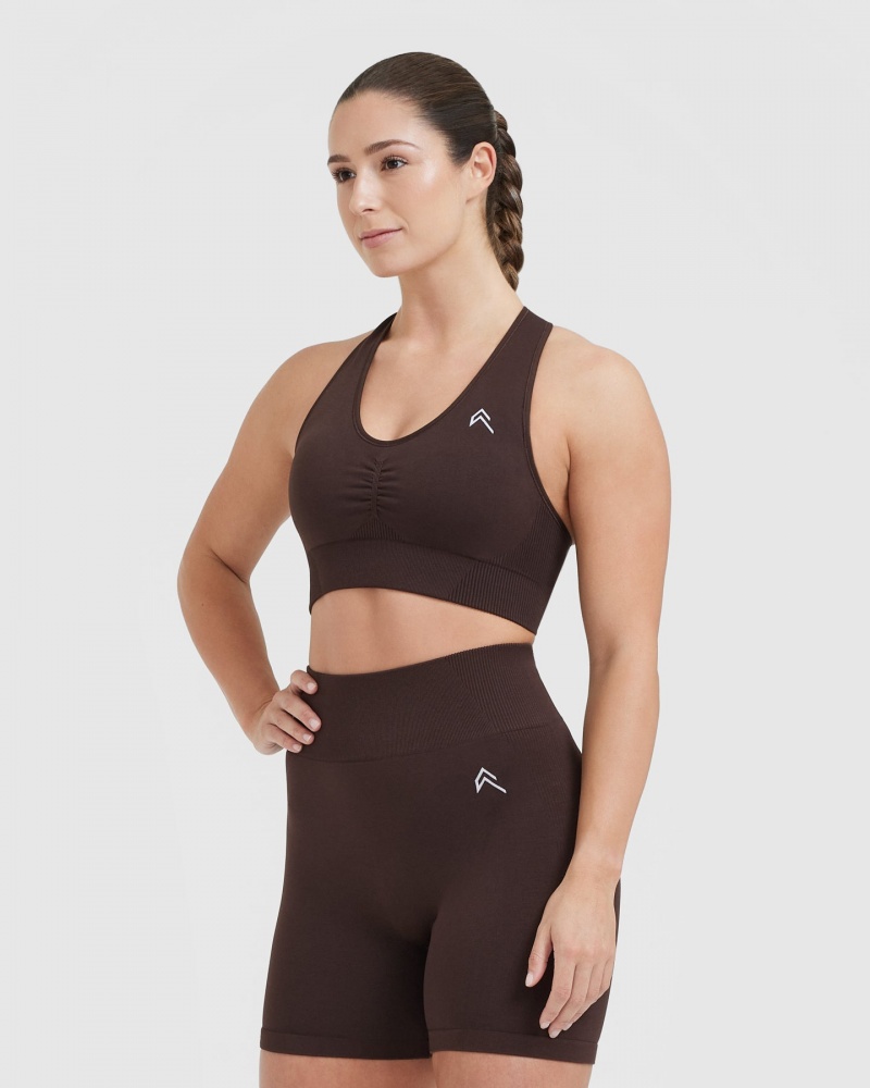 Dark Grey Oner Active Classic Seamless 2.0 V-Neck Bralette Sports Bras | 51026KXWT