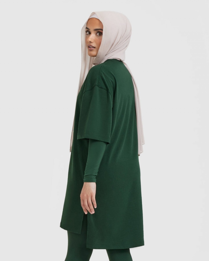 Deep Green Oner Active Classic Oversized Longline T Shirts | 90312ATLF