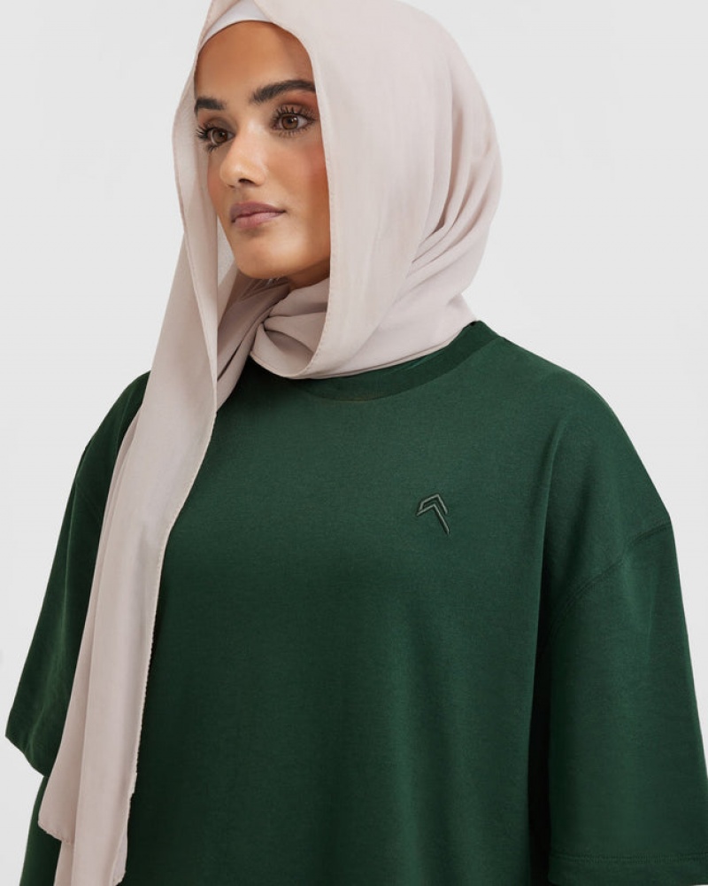 Deep Green Oner Active Classic Oversized Longline T Shirts | 90312ATLF