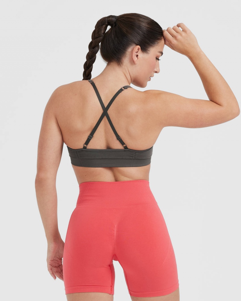 Deep Grey / Brown Oner Active Effortless Strappy Bralette Sports Bras | 85297AYFV