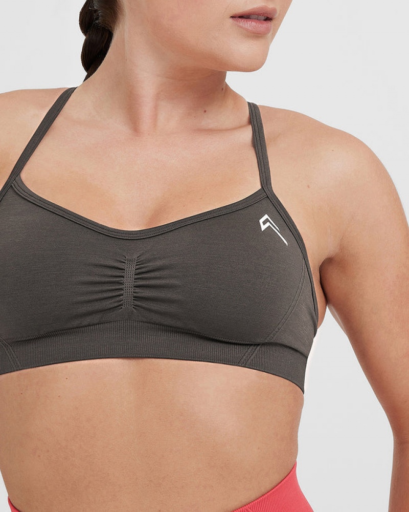 Deep Grey / Brown Oner Active Effortless Strappy Bralette Sports Bras | 85297AYFV