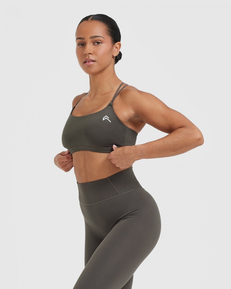 Deep Grey / Brown Oner Active Everyday Cross Over Bralette Sports Bras | 79562JSNY