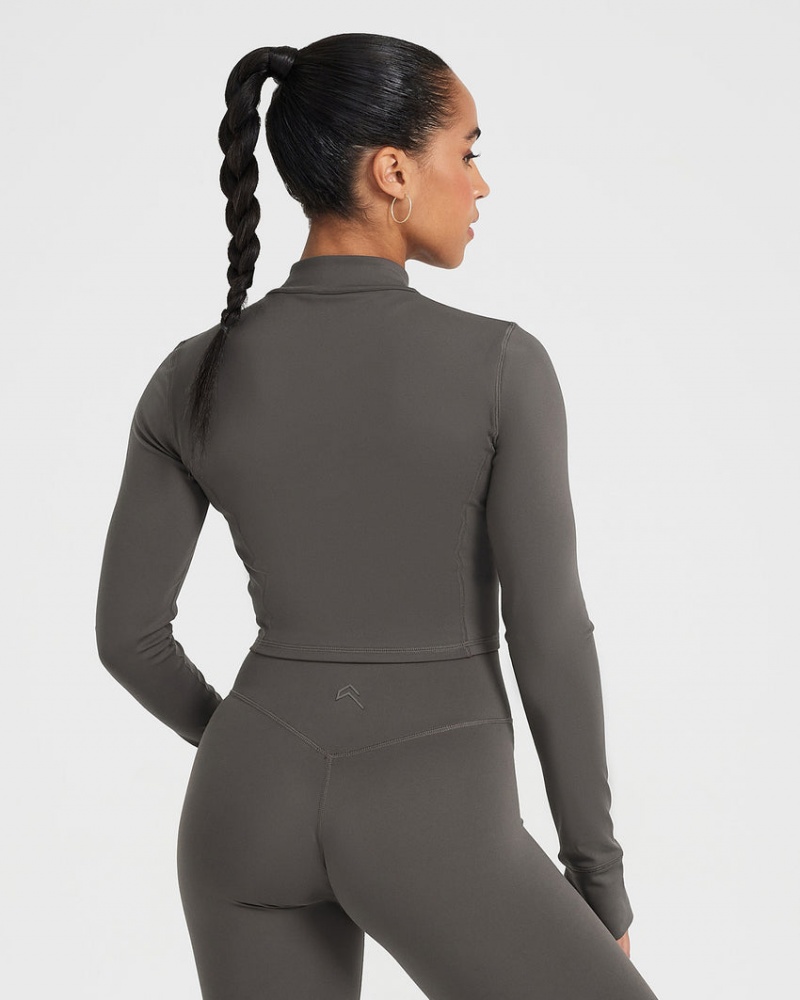 Deep Grey / Brown Oner Active Timeless Crop Jackets | 90275PATY