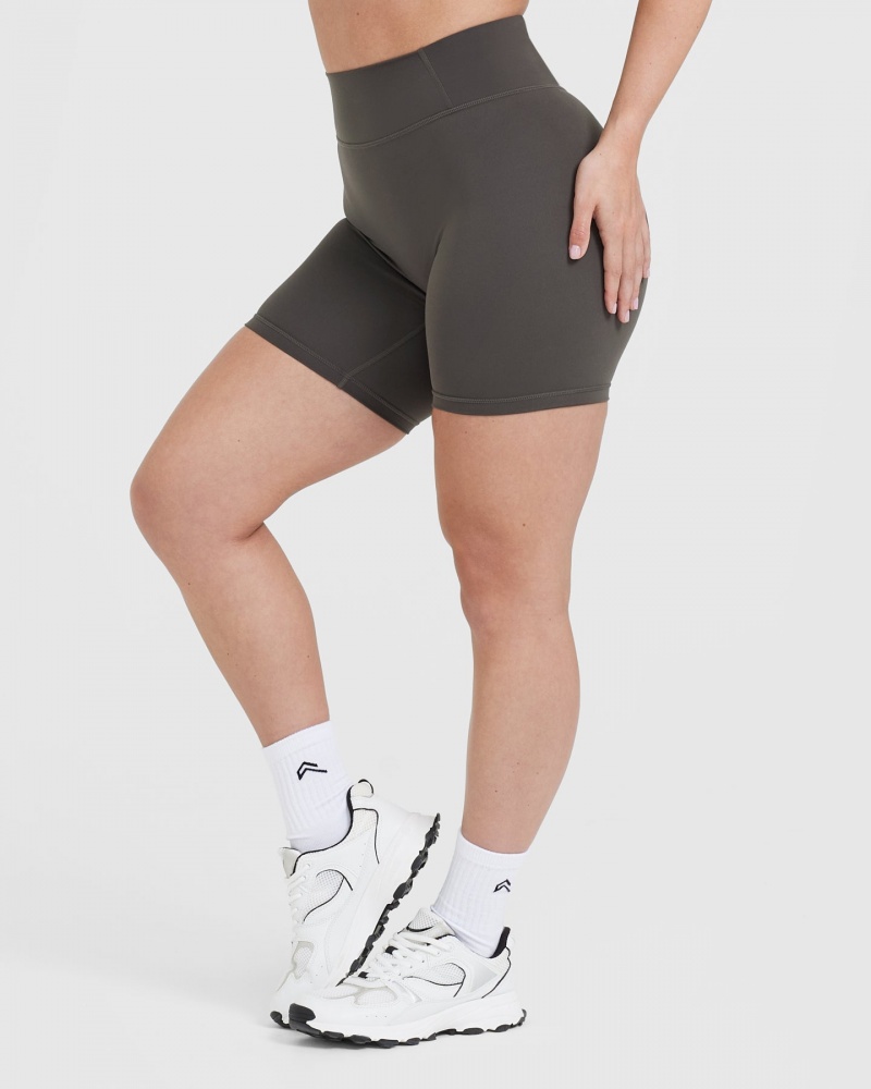 Deep Grey / Brown Oner Active Timeless High Waisted Shorts | 52038AKNM