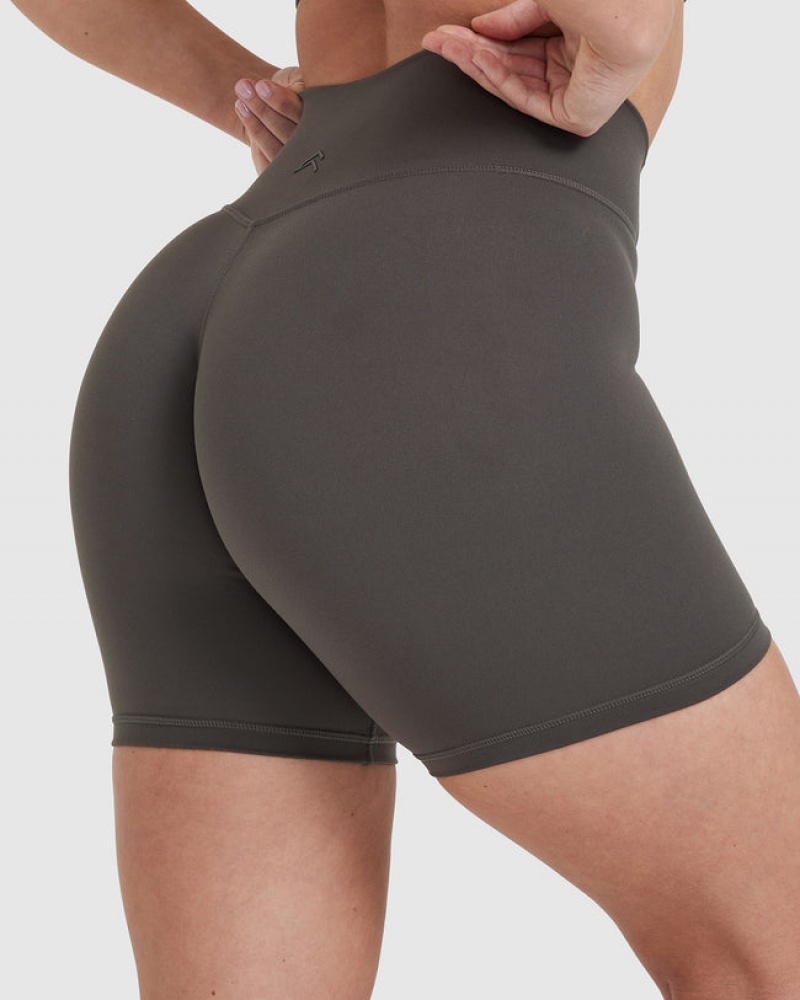 Deep Grey / Brown Oner Active Timeless High Waisted Shorts | 52038AKNM