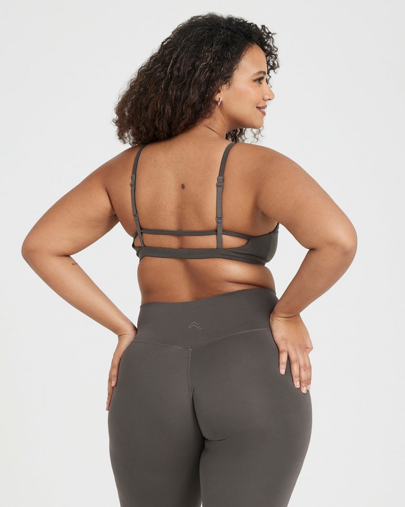 Deep Grey / Brown Oner Active Timeless Strappy Bralette Sports Bras | 75349NVTF