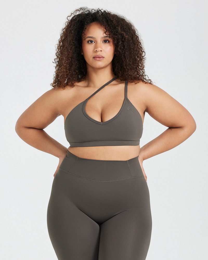 Deep Grey / Brown Oner Active Timeless Strappy Bralette Sports Bras | 75349NVTF