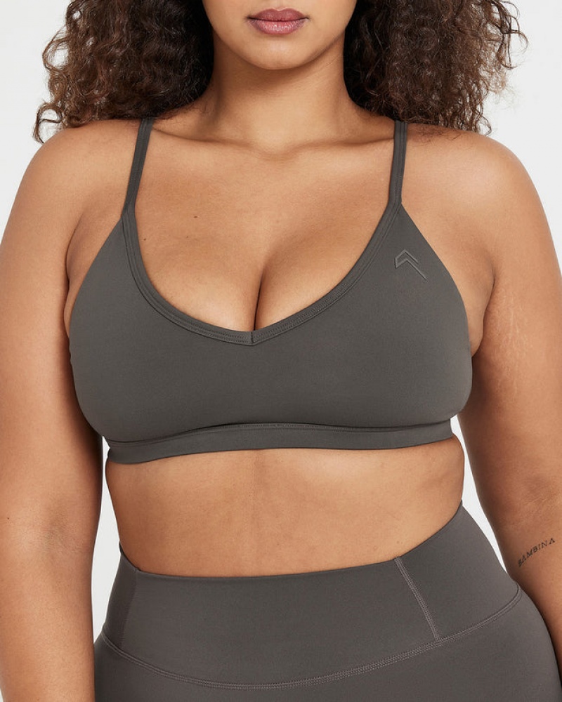 Deep Grey / Brown Oner Active Timeless Strappy Bralette Sports Bras | 75349NVTF