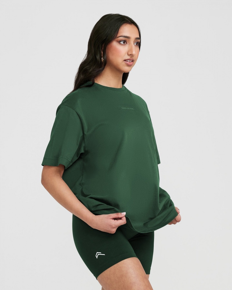 Green Oner Active Classic Mirror Graphic Oversized T Shirts | 98471VPHB