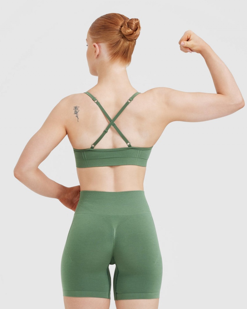 Green Oner Active Effortless Strappy Bralette Sports Bras | 82579VQGS