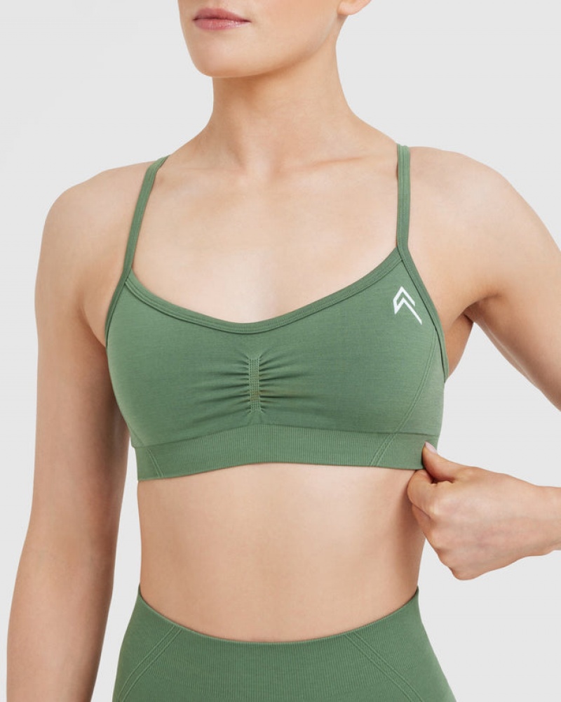 Green Oner Active Effortless Strappy Bralette Sports Bras | 82579VQGS