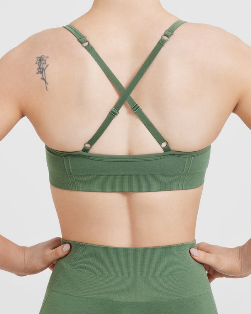 Green Oner Active Effortless Strappy Bralette Sports Bras | 82579VQGS