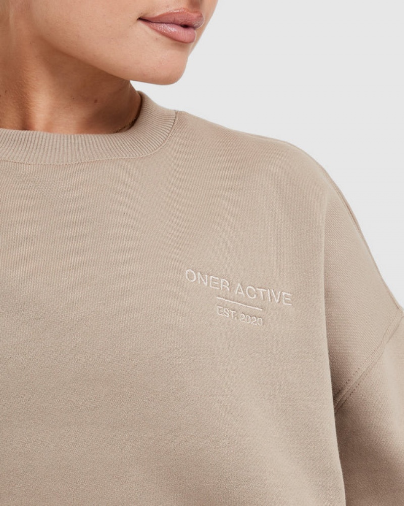 Grey Oner Active All Day Est 2020 Oversized Sweatshirts | 13752IUYQ