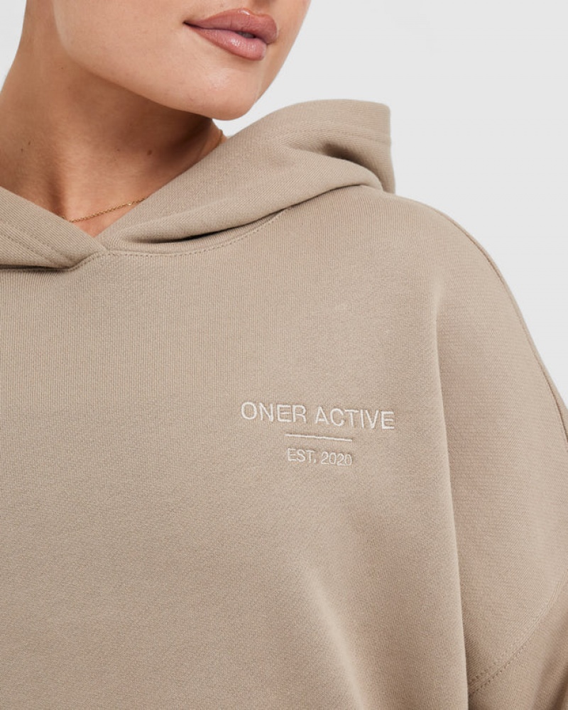 Grey Oner Active All Day Est 2020 Oversized Hoodie | 32561RQVS