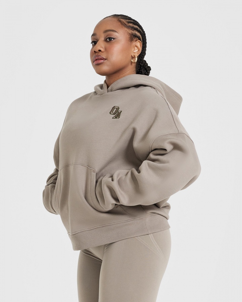 Grey Oner Active All Day Varsity Oversized Hoodie | 41783UPMG