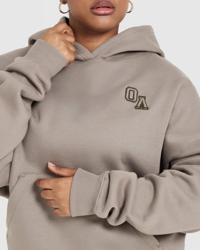 Grey Oner Active All Day Varsity Oversized Hoodie | 41783UPMG