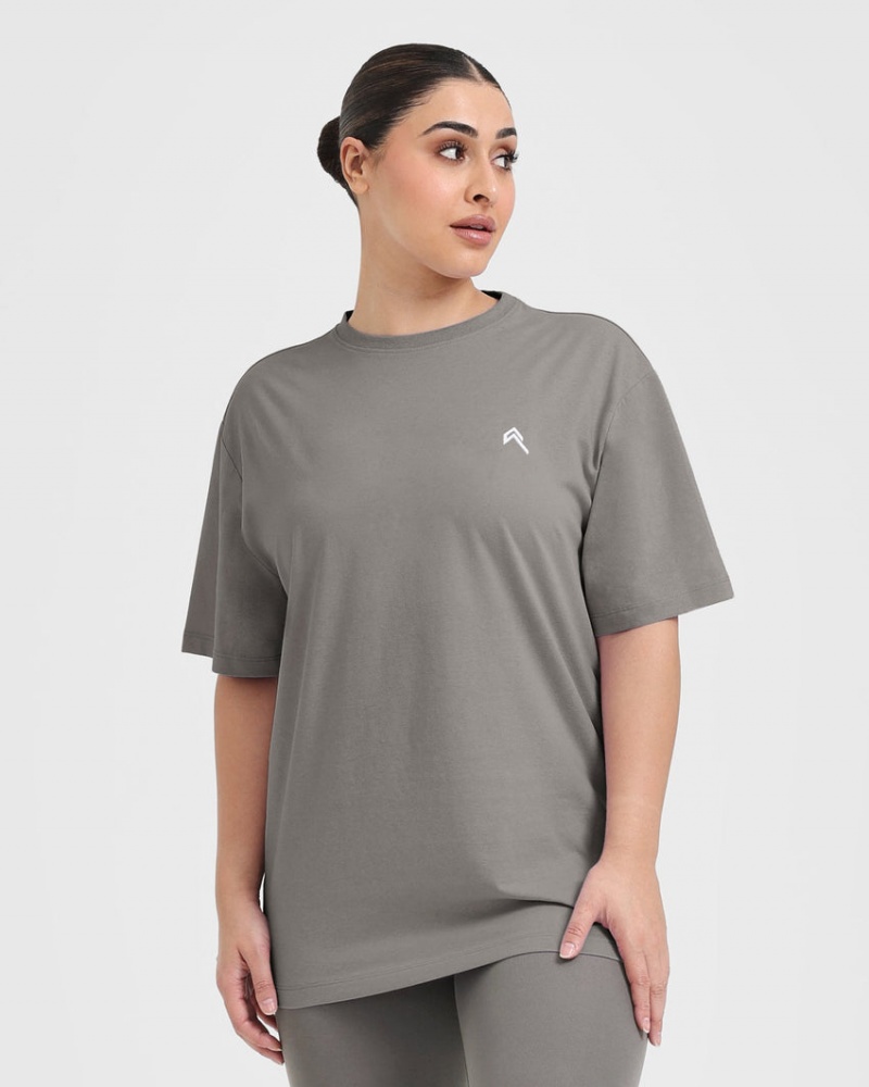 Grey Oner Active Classic Oversized Lightweight T Shirts | 27854GTRI