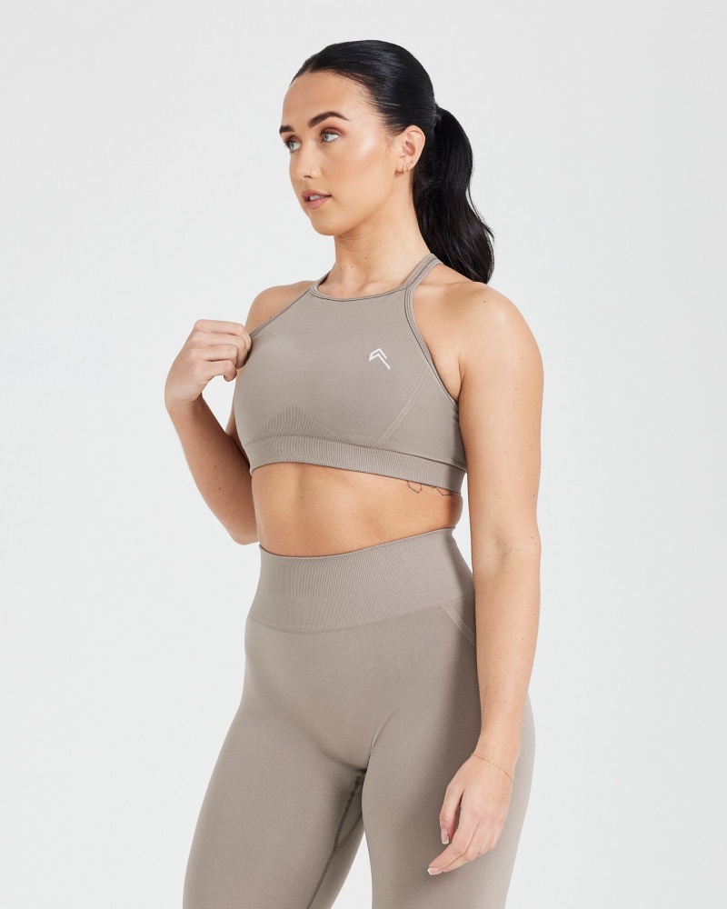 Grey Oner Active Effortless Seamless High Neck Bralette Sports Bras | 48679OLGB