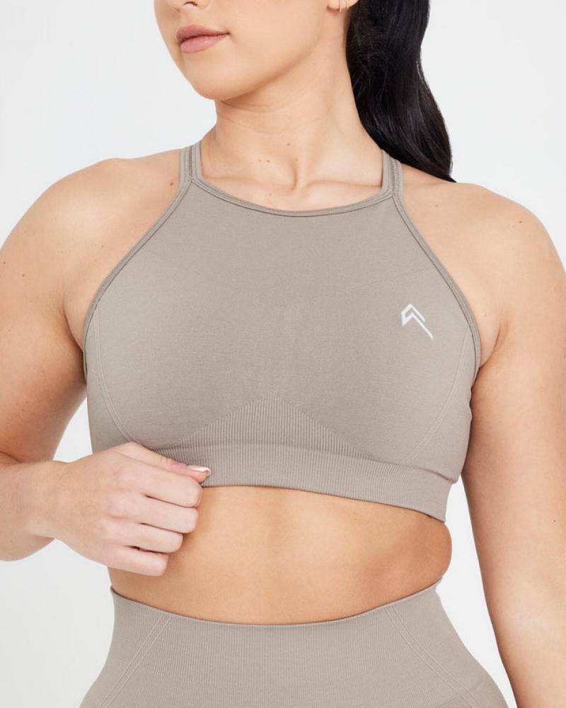 Grey Oner Active Effortless Seamless High Neck Bralette Sports Bras | 48679OLGB