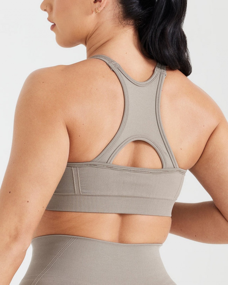 Grey Oner Active Effortless Seamless High Neck Bralette Sports Bras | 48679OLGB