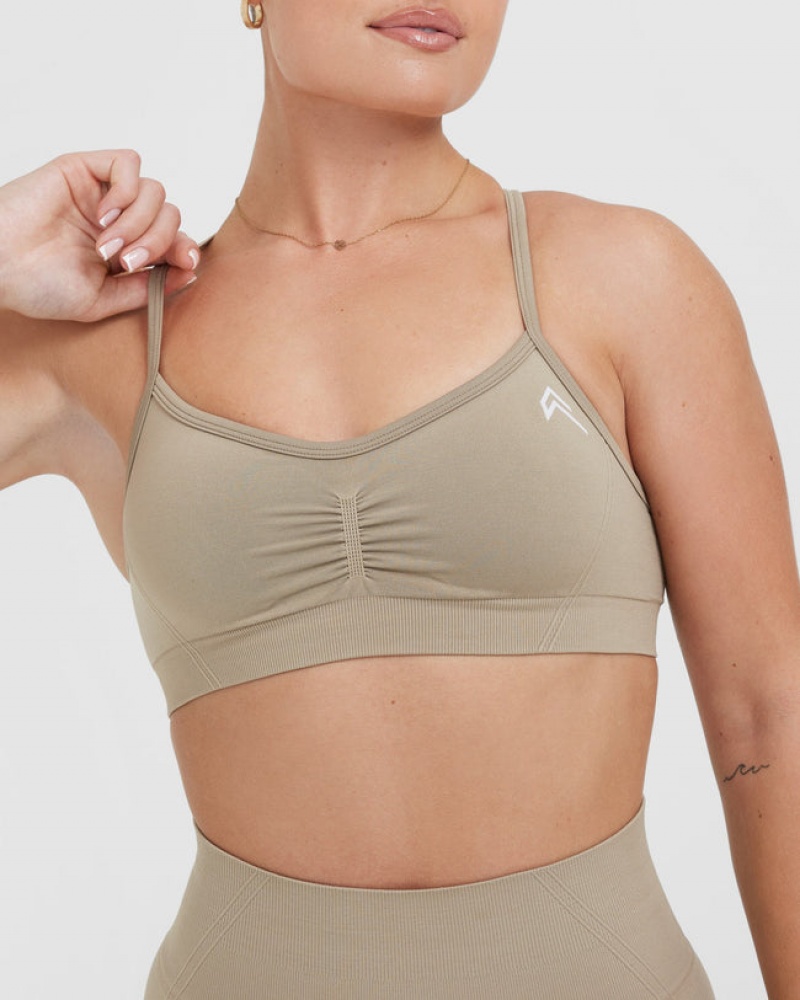 Grey Oner Active Effortless Strappy Bralette Sports Bras | 97235ZMDU