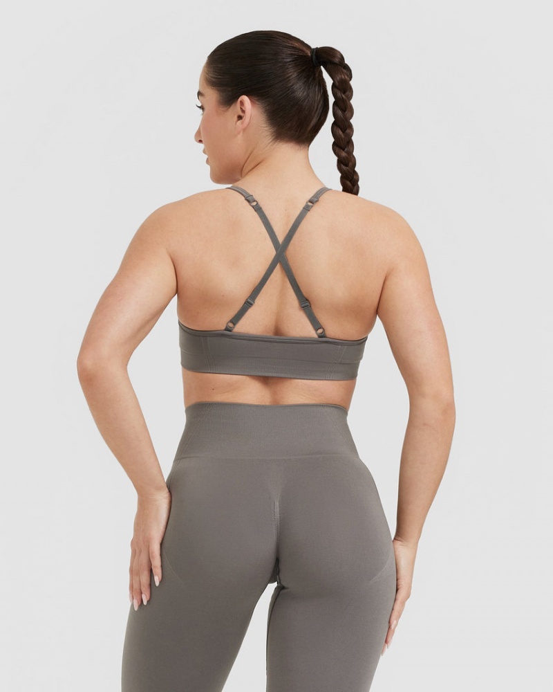 Grey Oner Active Effortless Strappy Bralette Sports Bras | 85621MCDL