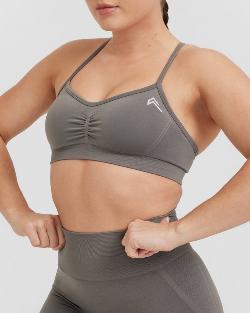 Grey Oner Active Effortless Strappy Bralette Sports Bras | 85621MCDL