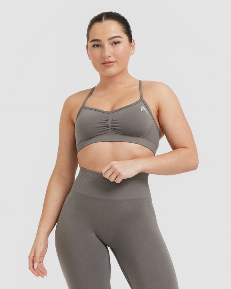 Grey Oner Active Effortless Strappy Bralette Sports Bras | 85621MCDL