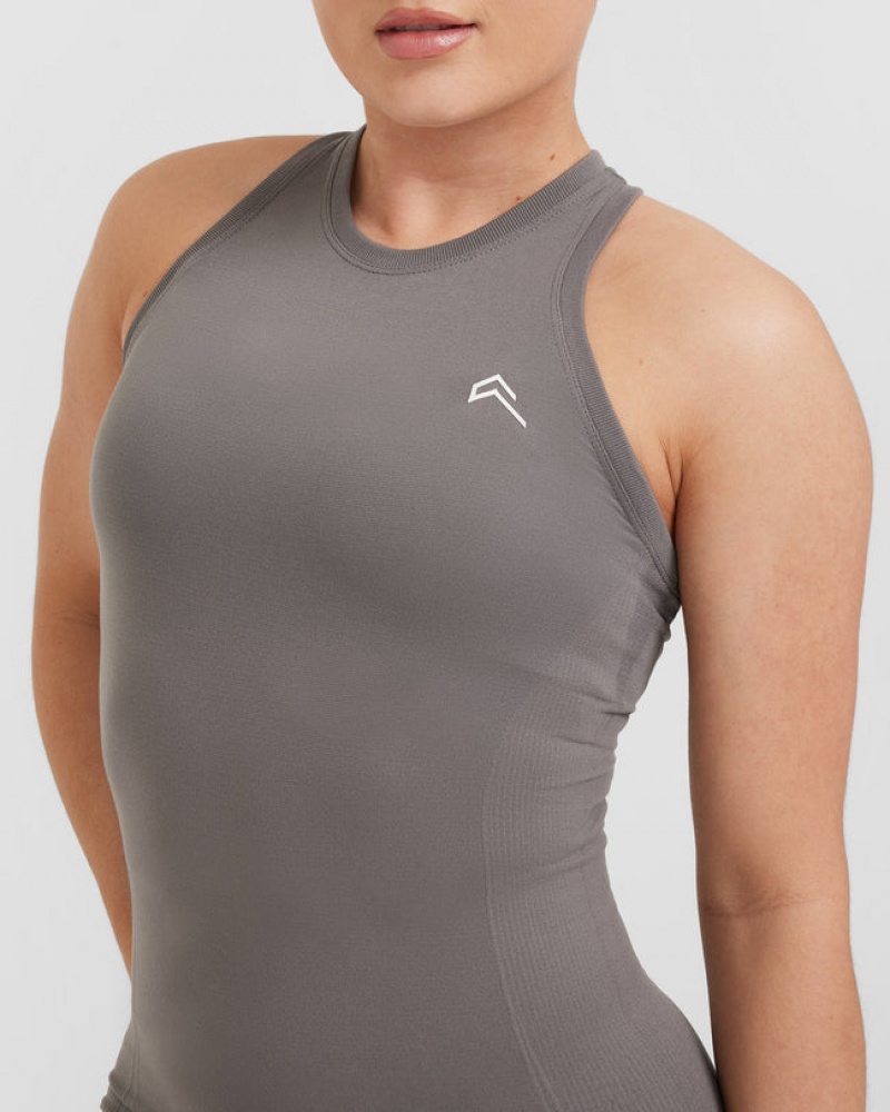 Grey Oner Active Go To Seamless Fitted High Neck T Shirts | 24650NURV