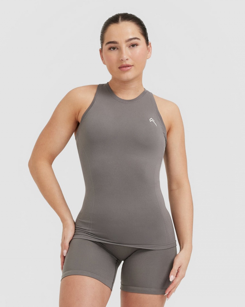 Grey Oner Active Go To Seamless Fitted High Neck T Shirts | 24650NURV