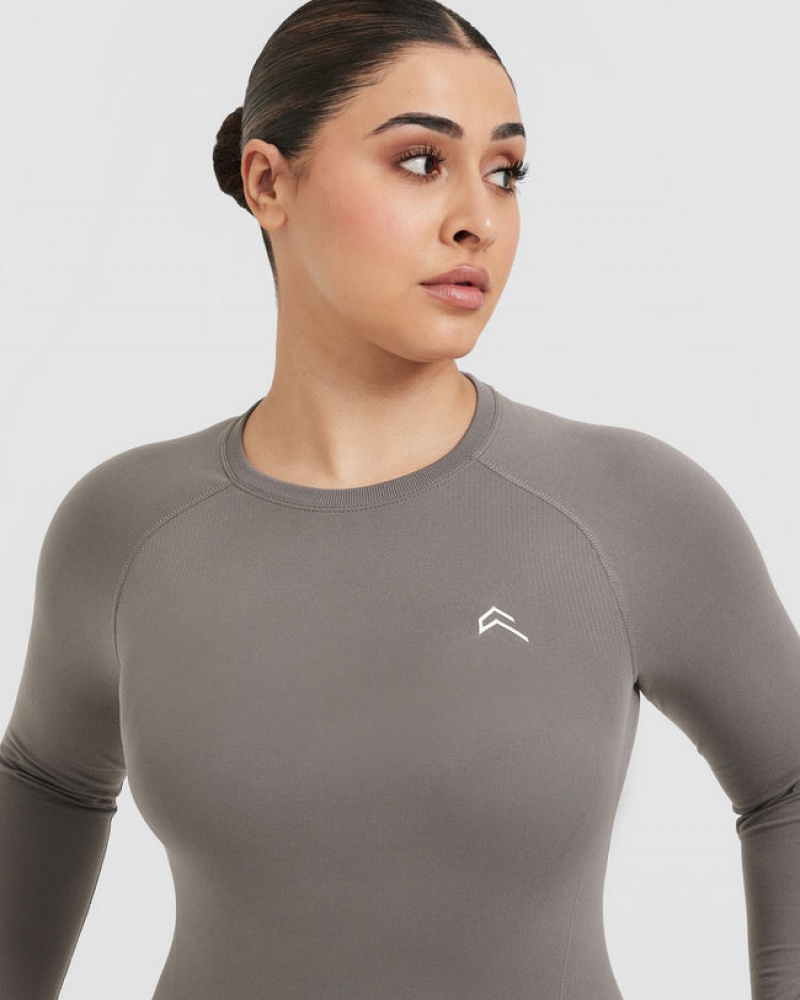 Grey Oner Active Go To Seamless Fitted Long Sleeve T Shirts | 60187EXWM