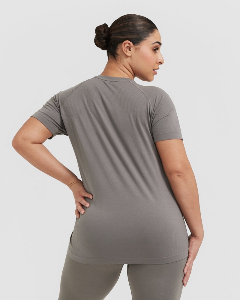 Grey Oner Active Go To Seamless Loose T Shirts | 58219PHKD