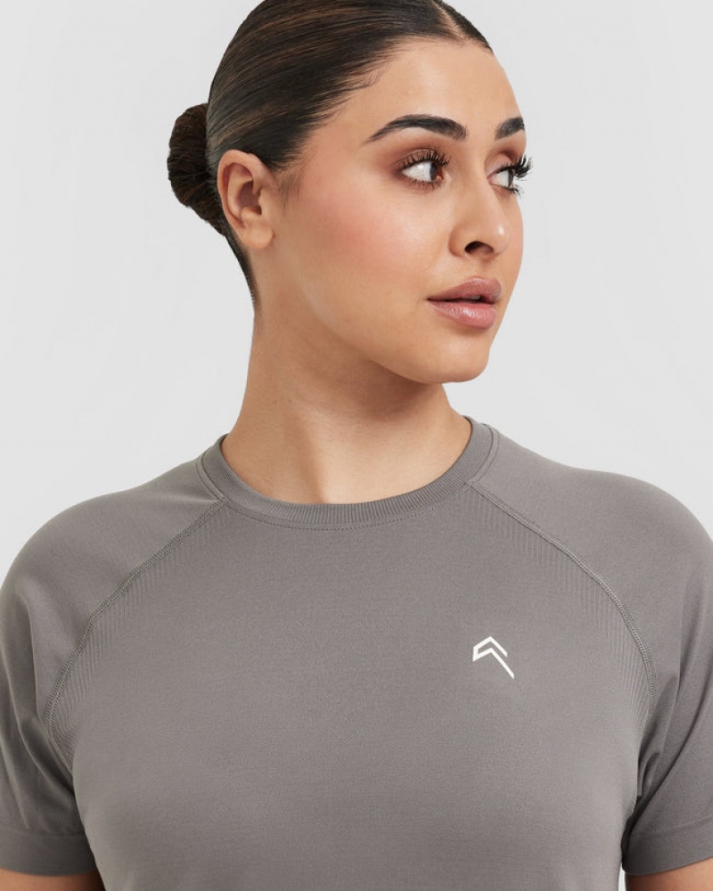 Grey Oner Active Go To Seamless Loose T Shirts | 58219PHKD