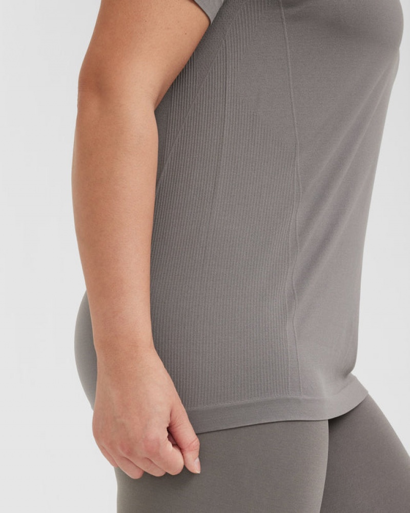 Grey Oner Active Go To Seamless Loose T Shirts | 58219PHKD