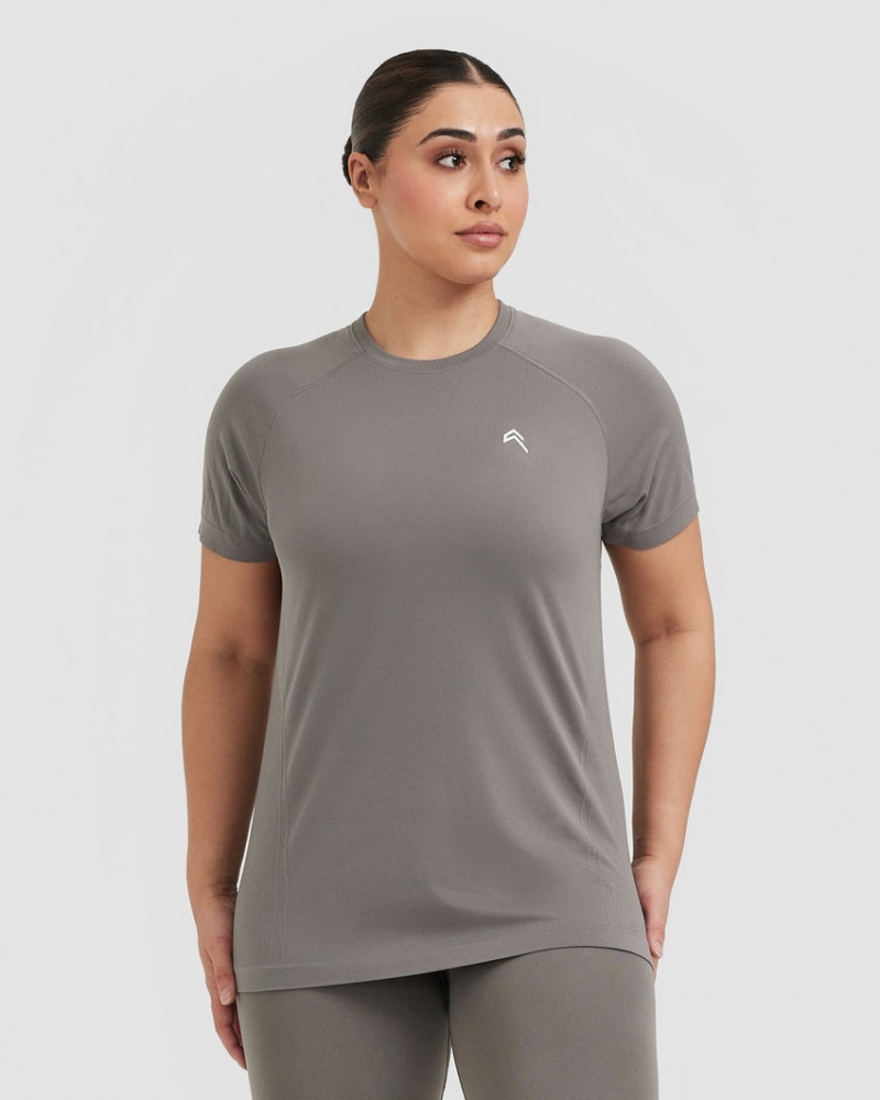 Grey Oner Active Go To Seamless Loose T Shirts | 58219PHKD