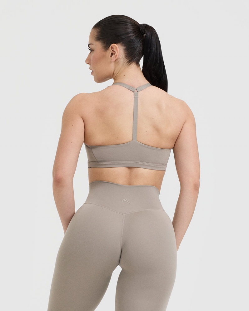 Grey Oner Active Timeless Square Neck Sports Bras | 83752ZSPK