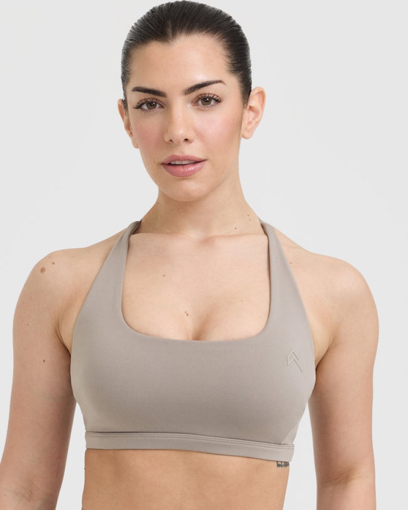 Grey Oner Active Timeless Square Neck Sports Bras | 83752ZSPK