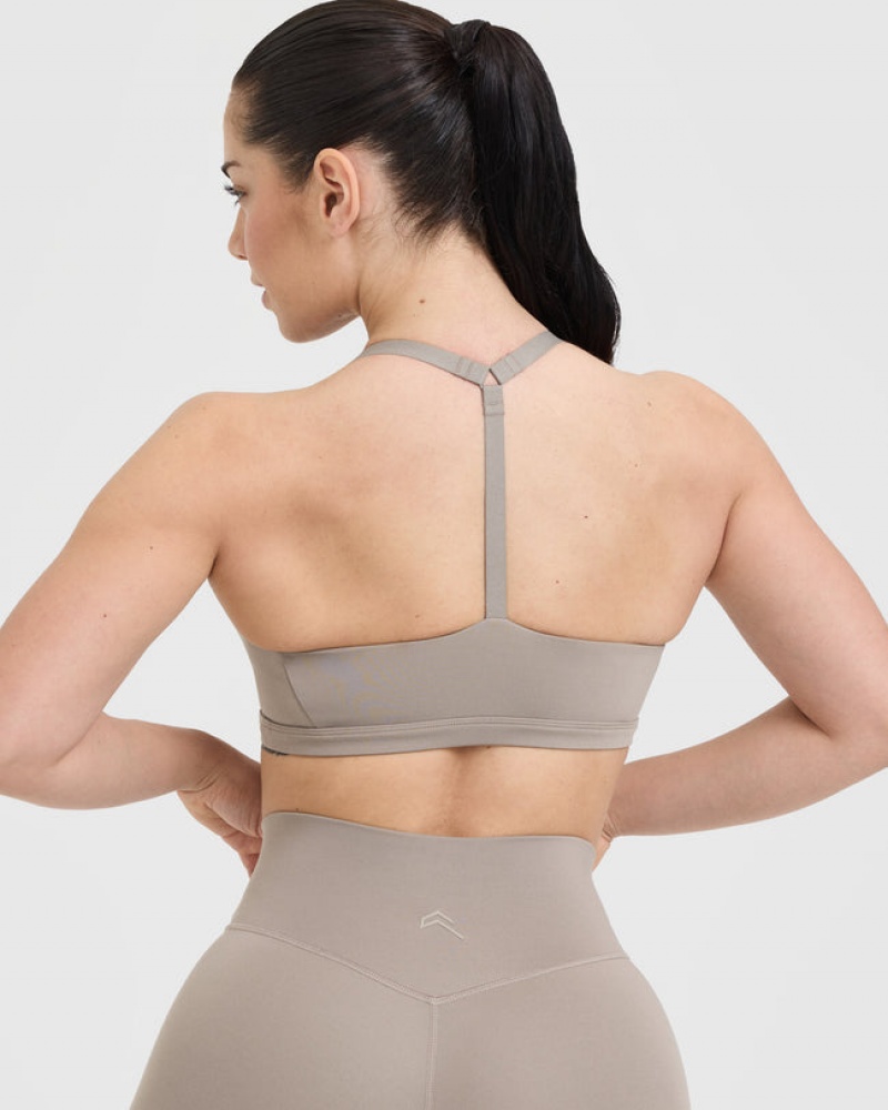 Grey Oner Active Timeless Square Neck Sports Bras | 83752ZSPK