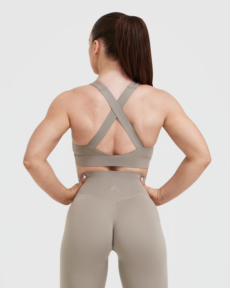 Grey Oner Active Timeless Wide Strap Sports Bras | 73105OEHL