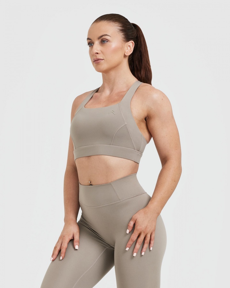 Grey Oner Active Timeless Wide Strap Sports Bras | 73105OEHL