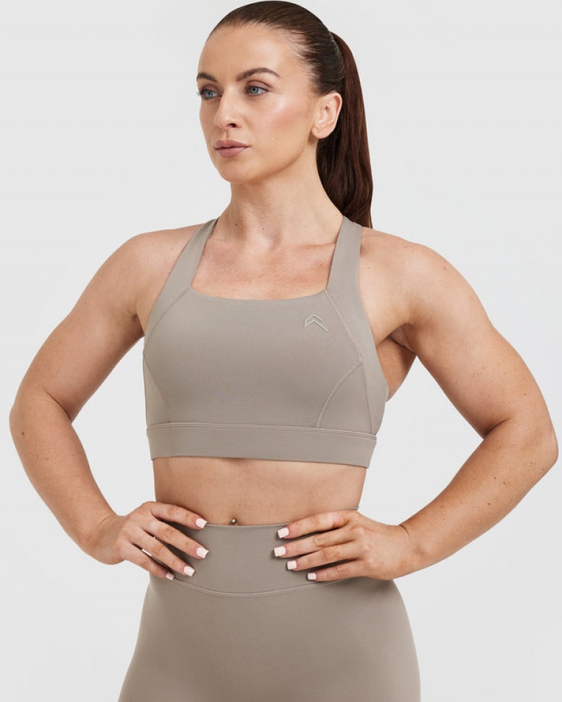 Grey Oner Active Timeless Wide Strap Sports Bras | 73105OEHL