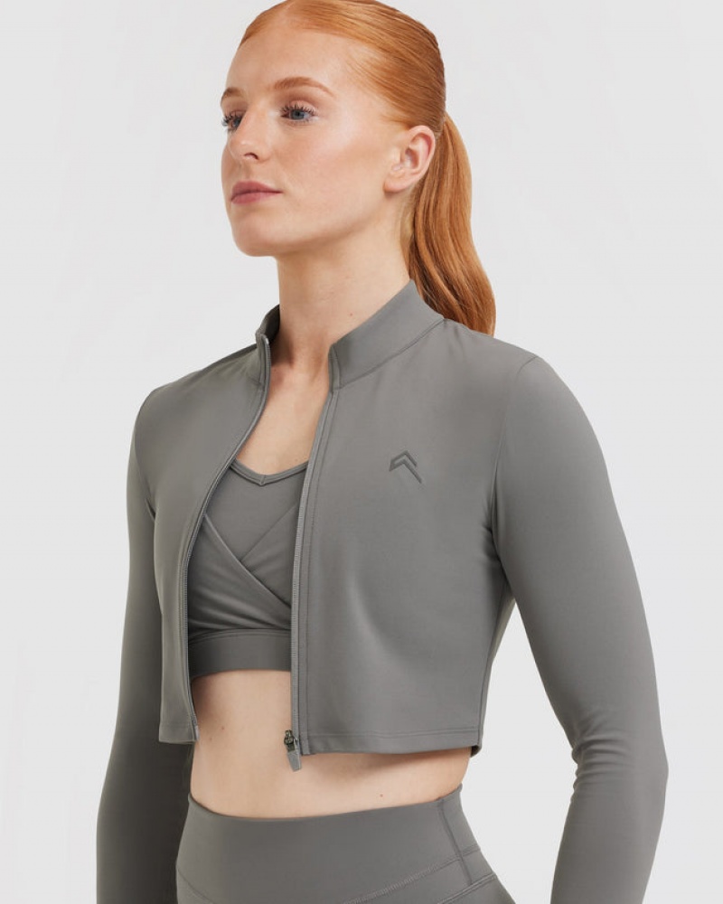 Grey Oner Active Unified Crop Jackets | 59074ZLWH